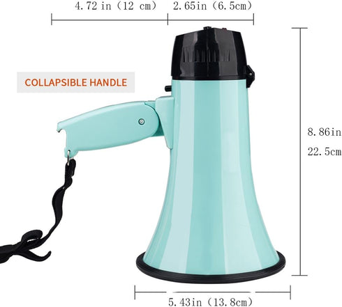 Sugar home Portable Megaphone Bullhorn 20 Watt Power Megaphone Speaker Voice and Siren/Alarm Modes with Volume Control and Strap (Teal)...