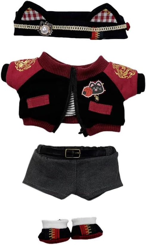 niannyyhouse 20cm Plush Doll Clothes Headwear Coat Pants Shoes Red Flame Set Soft Stuffed Plush Toy Dress Up Accessories (20cm)...