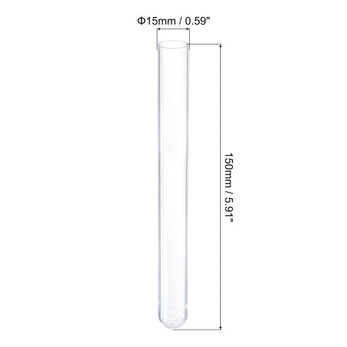 PATIKIL 13ml Plastic Test Tubes with Cork Stoppers, 15Pcs 150x15mm Tubes for Scientific Party Decoration Candy Bead Storage Bath Salt Lab Use, Cle...