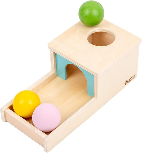 Adena Montessori Object Permanence Box with Tray Three Balls Montessori Toys for 6-12 Months Baby 1 Year Old Infant Toddler (Small Box - for Boy)...