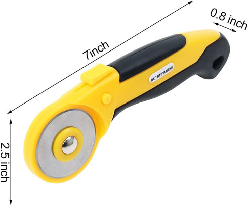 AUTOTOOLHOME 45mm Rotary Cutter Automatic Fabric Cutter 5pcs Titanium Replacement Blades 5pcs Pinking Rotary Blades with Safety Lock for Quilting,...