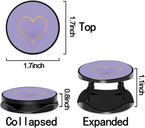 4 Pack Phone Grip,Cell Phone Holder for Smartphone,Finger Expanding Kickstand Stand - Gray Rose Gold Heart Purple Black Pink...