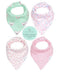 REVERSIBLE & WATERPROOF Cotton Baby Bandana Drool Bibs for Girls with Adjustable Snaps, Pack of 4, Soft Absorbent Cute Modern Premium Bib Set for ...