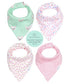 REVERSIBLE & WATERPROOF Cotton Baby Bandana Drool Bibs for Girls with Adjustable Snaps, Pack of 4, Soft Absorbent Cute Modern Premium Bib Set for ...
