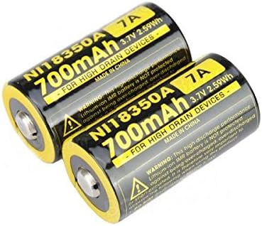 2X Nitecore IMR 18350 NI18350A 700mAh 3.7V Button Top Rechargeable Battery (This is NOT a Replacement for CR123A)...