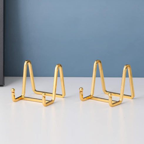 Plate Holder Easel Display Stand - 3 inch Metal Plate Stands for Display - Tabletop Picture Stand - Gold Iron Easels for Display Pictures | Photo ...