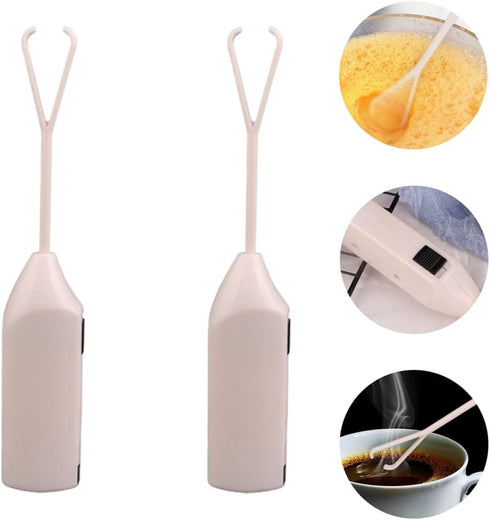 2pcs Electric Egg Baking Mixer Cooking Egg Hand Held Blender Hand Crank Egg Mini Blenders Mixer Electric Mini Whisk Handheld Frother Plastic White...