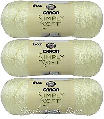 Bulk Buy: Caron Simply Soft 100% Acrylic Yarn (3-Pack) ~ Off White # 9702~6 oz. Skeins......