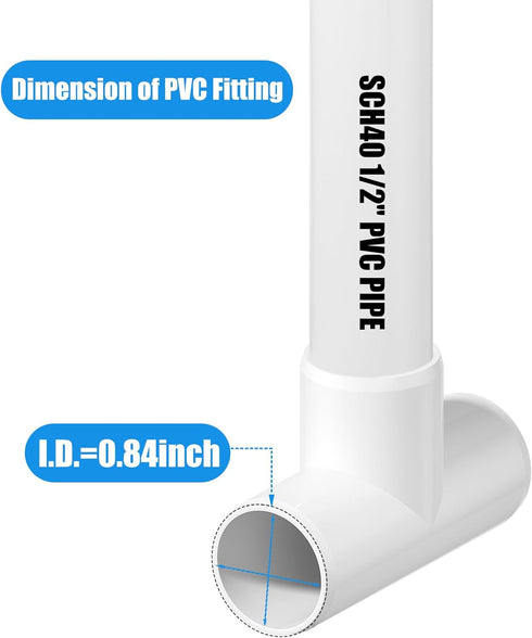 24 Pack 3 Way 1/2" Tee PVC Fittings, Heavy Duty PVC Pipe Fitting PVC Furniture Grade Fitting Connector for Water Supplies Build PVC Furniture DIY ...