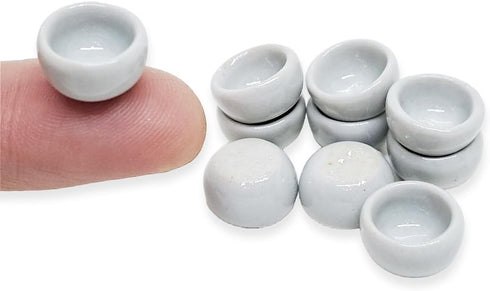 ½" Inch Diameter White Round Ceramic Sauce Bowls Set Of 10 Pieces Tiny Tableware - Miniature Plate Crockery Cutlery Kitchen Utensil Hand Made Pain...