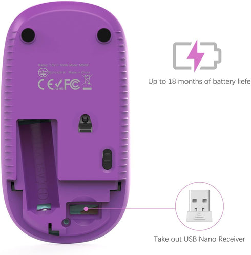 VssoPlor Wireless Mouse, 2.4G Slim Portable Computer Mice with Nano Receiver for Notebook, PC, Laptop, Computer (Gradient Purple)...