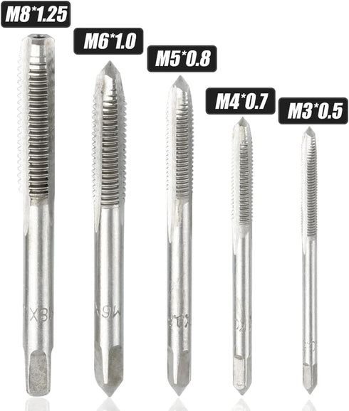 YAKAMOZ Ratchet T-Handle Tap Holder Wrench with 5Pcs Metric M3 M4 M5 M6 M8 Machine Screw Taps Set T Type Thread Tapping Tool...