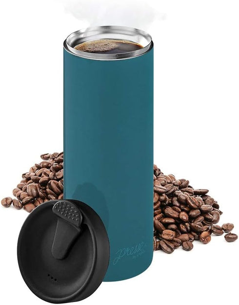 bobble French Coffee Presse, On-The-Go use, Quick Brew, Slim Design, Triple Wall Insulation, 14 oz (Peacock)...