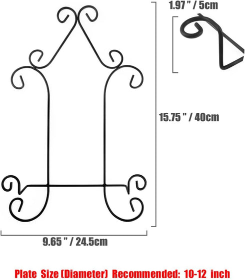 Iron Hanging Display Stand Art Holder Easel Photo Holder Industrial Style Metal Stand for Books Bowls or Platters (2 Pack 15.75"*9.84", Black)...