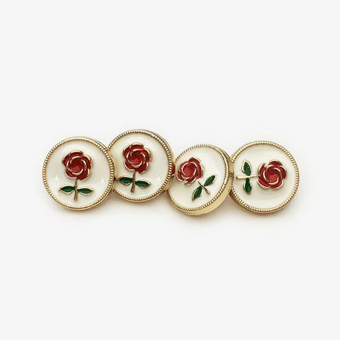 14 Pcs Vintage Red Rose Metal Buttons Sewn Button Shirt Cardigan Women's Garment 12mm/0.5inch, White/Gold...