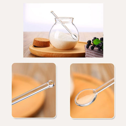 4 Pcs Clear Glass Tea Spoon Glass Stirring Spoon Stick Long Handle Coffee Stirrer Iced Tea Spoon Glass Stirring Spoon for Cocktail Tea Dessert App...
