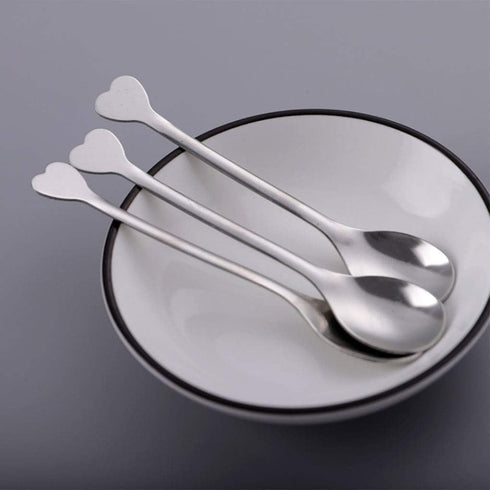 Mini Dessert Spoons Set of 10, Stainless Steel Demitasse Spoons Mini Espresso Coffee Spoons, Small Spoons for Dessert, Tea, Appetizer - Heart-shap...