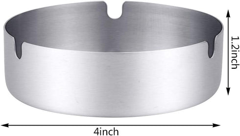 Pack of 4 Ashtray Round Stainless Steel Cigarette Ashtray Set for Hotel, Restaurant, Outdoors and Indoor...