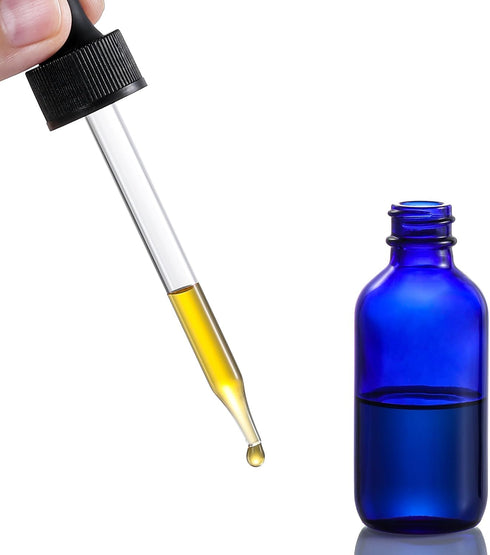 AOZITA 4 Pack, 2 oz Dropper Bottles with 1 Funnel & 4 Labels - 60ml Thick Dark Blue Glass Tincture Bottles with Eye Droppers - Leakproof Essential...