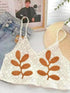 HukDok Handmade Crocheted Leaves Artificial for Decoration Embellishment Scrapbook Craft Card Supplies DIY Flowers Cotton Yarn Applique Flower Lea...