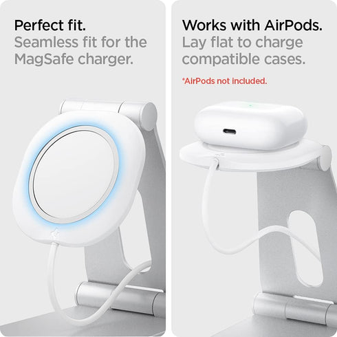 Spigen Mag Fit S Designed for MagSafe Charger Stand Aluminum Adjustable Phone Stand Compatible with iPhone 15/14/13/12 Series, AirPod Pro, AirPod ...