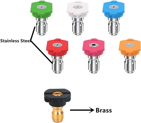 7 Pack Pressure Washer Spray Nozzle Tips Multiple Degrees, 14Inch Quick Connect, 2.5 GPM, Rated Up to 4500 PSI...