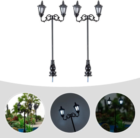 Yardwe Toys Toys 2pcs Miniature Street Light Model Pathway Lantern Post 1:87 Road Light Micro Landscape Ornament for Sand Table Miniature Scenes R...