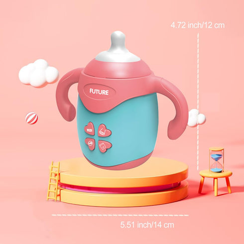 Baby Bottle Shape Teether Toy with Music and Projection, Musical Toy for Soothing Baby Teething Toys Gift for 3-18 Months Toddlers Boys and Girls...