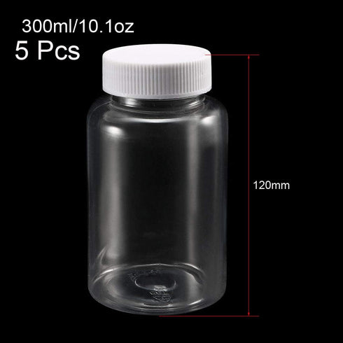 uxcell Plastic Lab Chemical Reagent Bottle 300ml/10.1oz Wide Mouth Sample Sealing Liquid Storage Container 5pcs...