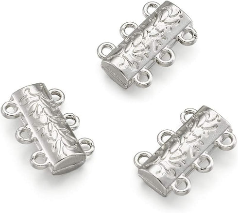 Beadthoven 20-Set Alloy 3 Hole Multi Strand Magnetic Clasps Bracelet Closure Magnetic Necklace End Clasp Tube Clasps Jewelry Finding Making Suppli...