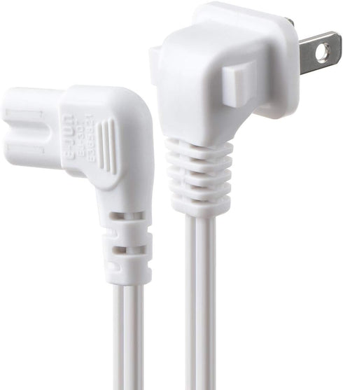 Universal 2 Prong Angled 18 AWG Power Cord - NEMA 1-15P to IEC320 C7 Figure 8 Shotgun Connector AC Power Supply Cable Wire Socket Plug Jack for PS...
