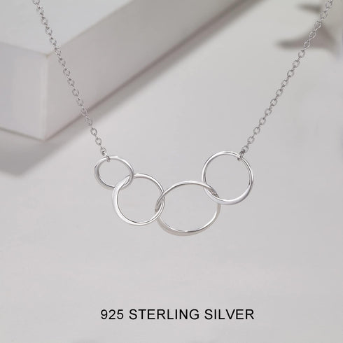 40th Birthday Gifts for Women - Sterling Silver Infinity 4 Circle 4 Decades Necklace, Mothers Day Jewelry Mom Gift...