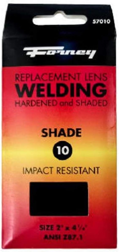 Forney 57010 Lens Replacement Hardened Glass, 4-1/4-Inch-by-2-Inch, Shade-10 , Black...