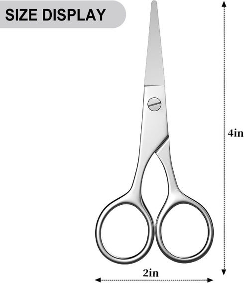 Small Scissors, Eyebrow Scissors, Nose Hair Scissors, Professional Grooming Scissors for Hair, Eyelashes, Nose, Eyebrow Trimming, Mustache. Round ...