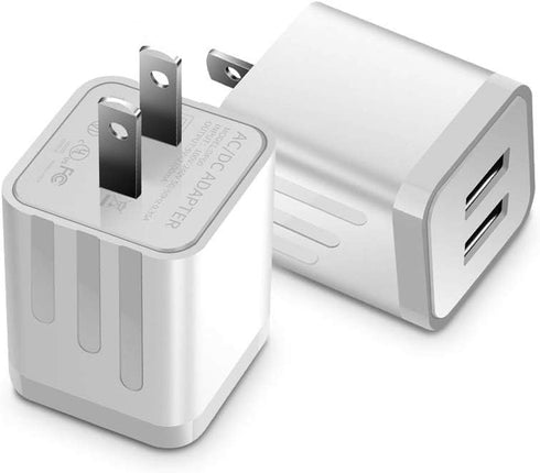 USB Wall Charger, Loxdn 2-Pack Dual Port USB Wall Plug Charging Block Adapter Charge Cube Brick Box Compatible with iPad/iPhone/iPod, Samsung, LG,...