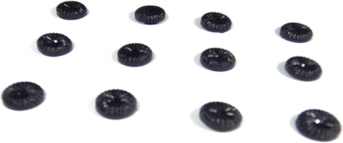 12 Pcs Black Mini Flower Shape Tiny Round Buttons- 11 mm- Sewing Quilting Renaissance Carnival Dance Hawaiian Costumes Outfit Bags Drapery- #BTA-2...