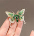 Vintage Rhinestone Butterfly Brooch Emerald Insect Brooch Crystal Butterfly Elegant Lapel Pin Dress Accessory Wedding Birthday Jewelry Gift...
