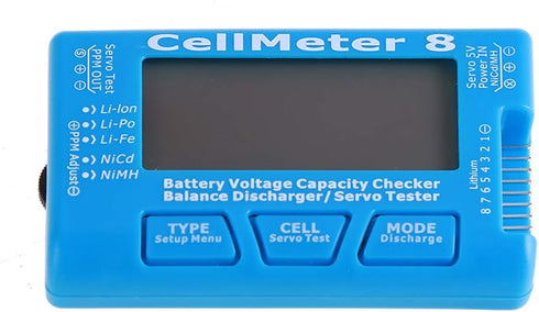 RC CellMeter 8 Digital 1S-8S Battery Capacity Checker Battery Voltage Tester LCD Backlight for LiPo Life Li-ion NiMH Nicd...