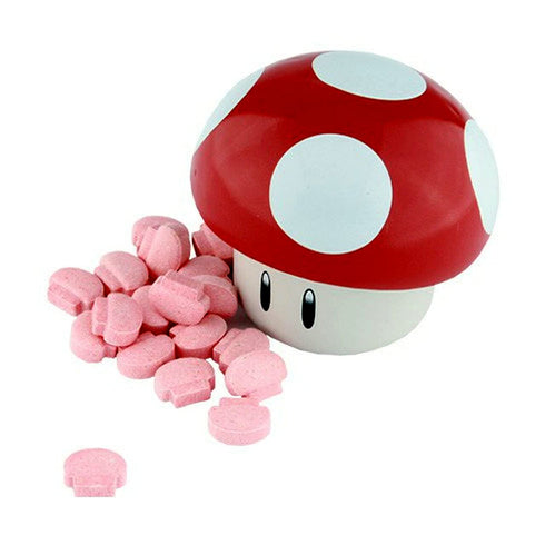 Super Mario Bros Mushroom Sour Candy. One (1) Mushroom Collectible Mushroom Tin. Sour Cherry or Green Mushroom Shaped Candies 1 RANDOM TIN PER ORD...
