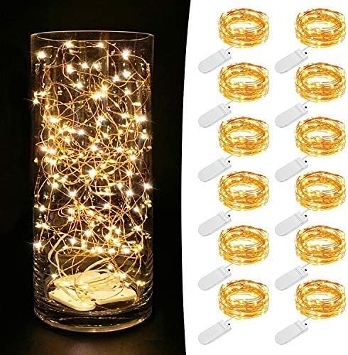 MUMUXI 12 Pack 7.2ft Fairy Lights Battery Operated String Lights, 20 Mini LEDs for Centerpiece Table Decorations, Wedding Party Bedroom Mason Jar ...
