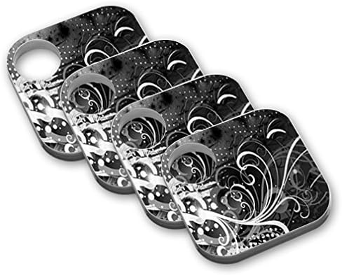 MightySkins Protective Vinyl Skin Decal (4 Pack) Compatible with Tile Key Finder Phone Finder wrap Cover Sticker Skins Black Flourish...