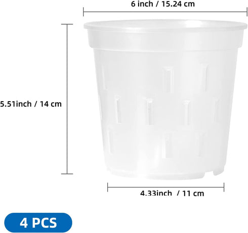 TRUEDAYS 4 Pack Orchid Pots with Holes, 6 Inch Clear Plastic Pots for Plants, Flowers...