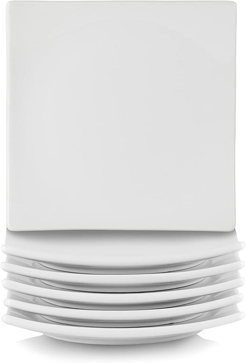 10 Strawberry Street Ceramic Simply White 6" Coupe Square Appetizer Plate, Set of 6...