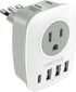 Italy Travel Plug Adapter, VINTAR US to Italy Power Adapter with 2 American Outlets, 3 USB and 1 USB-C Ports, 6 in 1 Type L Plug Adapter for USA t...