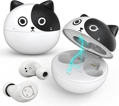 Cute Milk cat Kids Earbuds in-Ear Wireless Bluetooth with Microphone, 36 Hours Play time, Low Latency, is The Best Gift for Work, Sports...