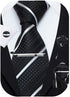 Black White Striped Ties For Men – Tie Set With Pocket Square Cufflinks Tie Clip Bar & Flower Brooch Pin For Mens (Pack of 5) (AXTS50)...