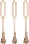 Garneck Wood Bead Garland,Farmhouse Tassels Beads, Rustic Country Decor Prayer Beads for Home Door Knob Christmas Decoration (1 Pack) (1pack) (3pa...