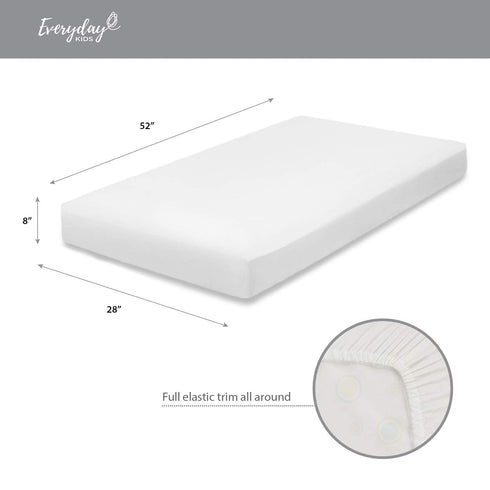Everyday Kids Fitted Crib Sheet, 100% Soft Breathable Microfiber Baby Sheet, Fits Standard Size Crib Mattress 28in x 52in, White Nursery Sheet...