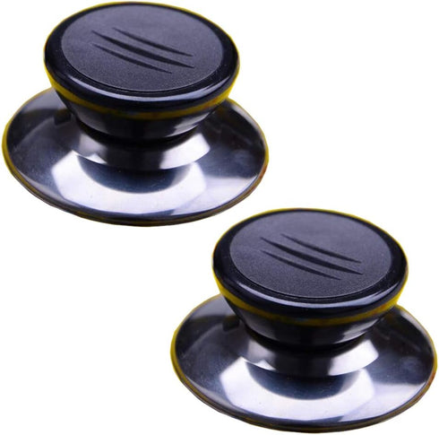 2 Sets Universal Pot Lid Cover Knob Handle Cookware Universal Replacement Pot Grip Knob Cap 2.7" Stainless Steel Base, Black+Silver...