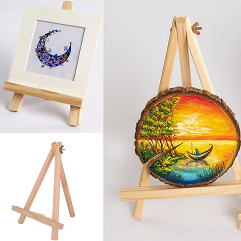 9.45 Inch Adjustable Mini Wood Easels Tabletop Painting Easel Stand for Artist Cards Phone Photos, Portable Triangle Tabletop Canvas Holder for Pa...